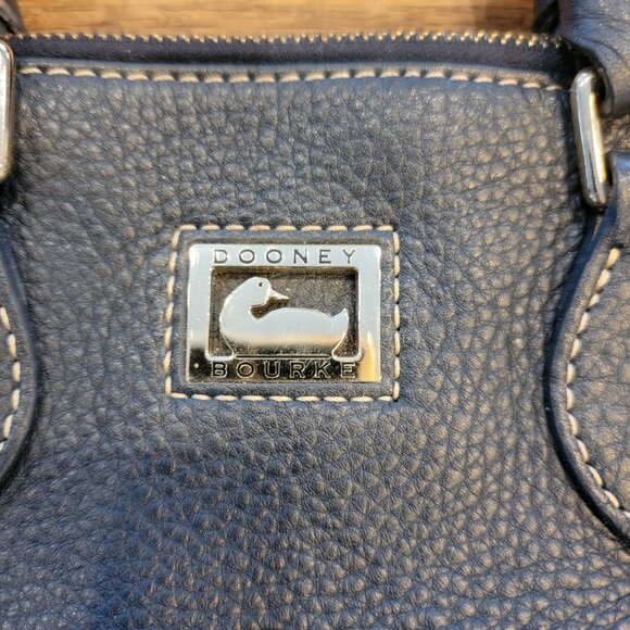 Dooney & Bourke Dillen Satchel Navy Pebbled Leather Double Pocket Hobo Bag - Picture 3 of 15